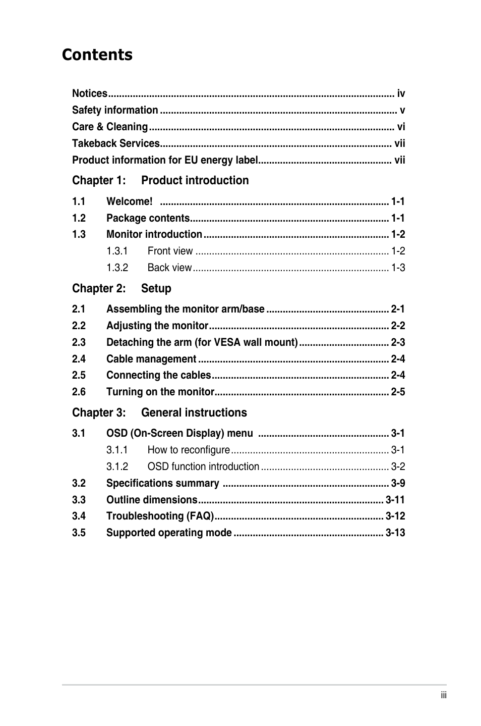 Asus 27" TUF Gaming 1440p 260 Hz Monitor User Manual | Page 3 / 33