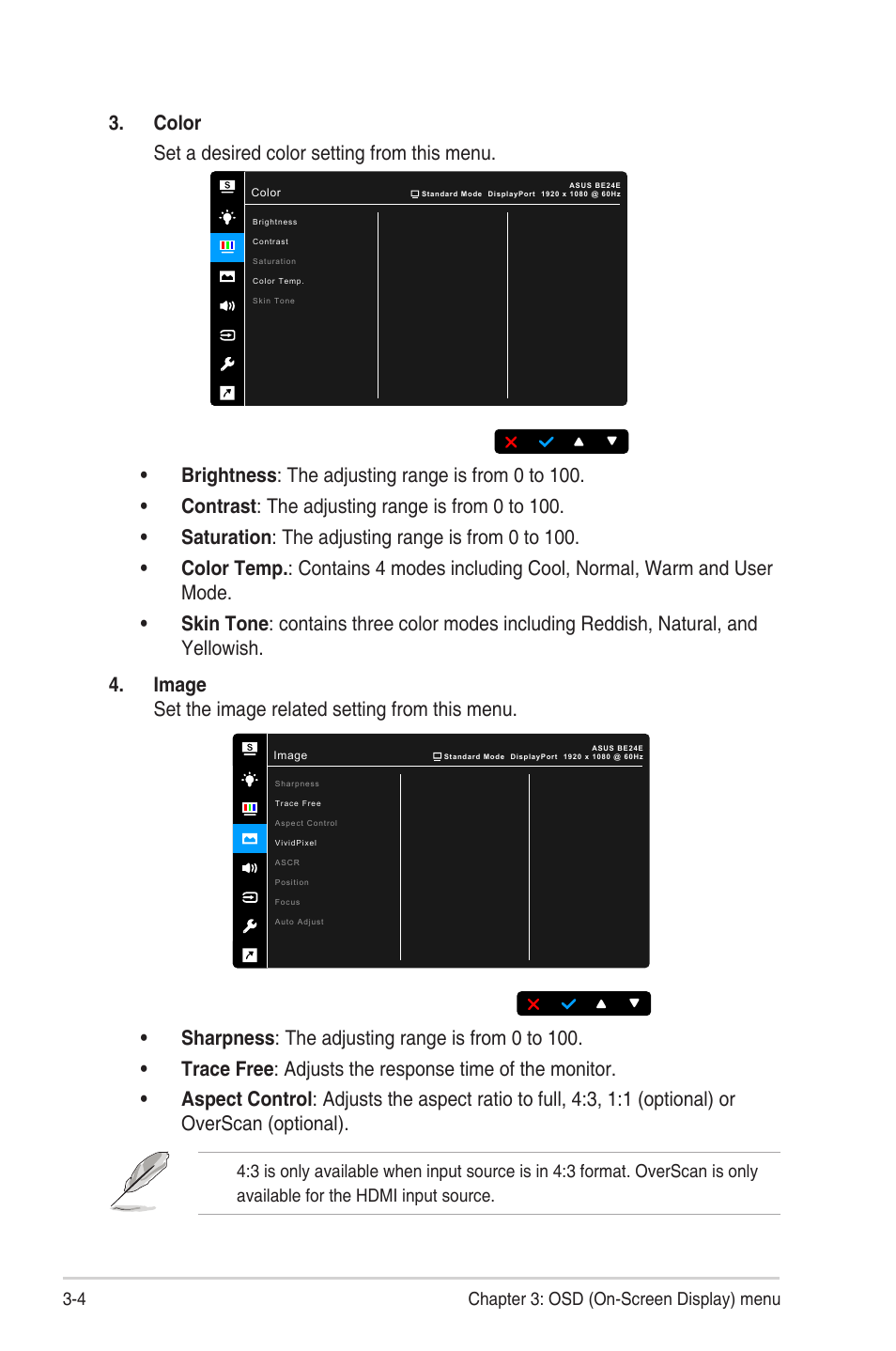 Color. set a desired color setting from this menu | Asus BE24EQK 23.8" 16:9 IPS Business Monitor with Webcam User Manual | Page 24 / 36
