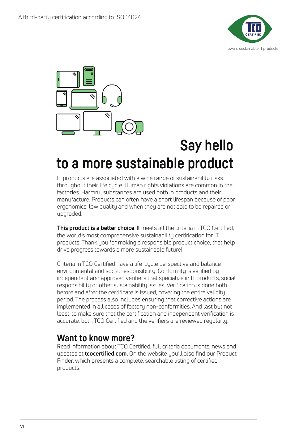 Say hello to a more sustainable product, Want to know more | Asus BE24EQK 23.8" 16:9 IPS Business Monitor with Webcam User Manual | Page 6 / 36