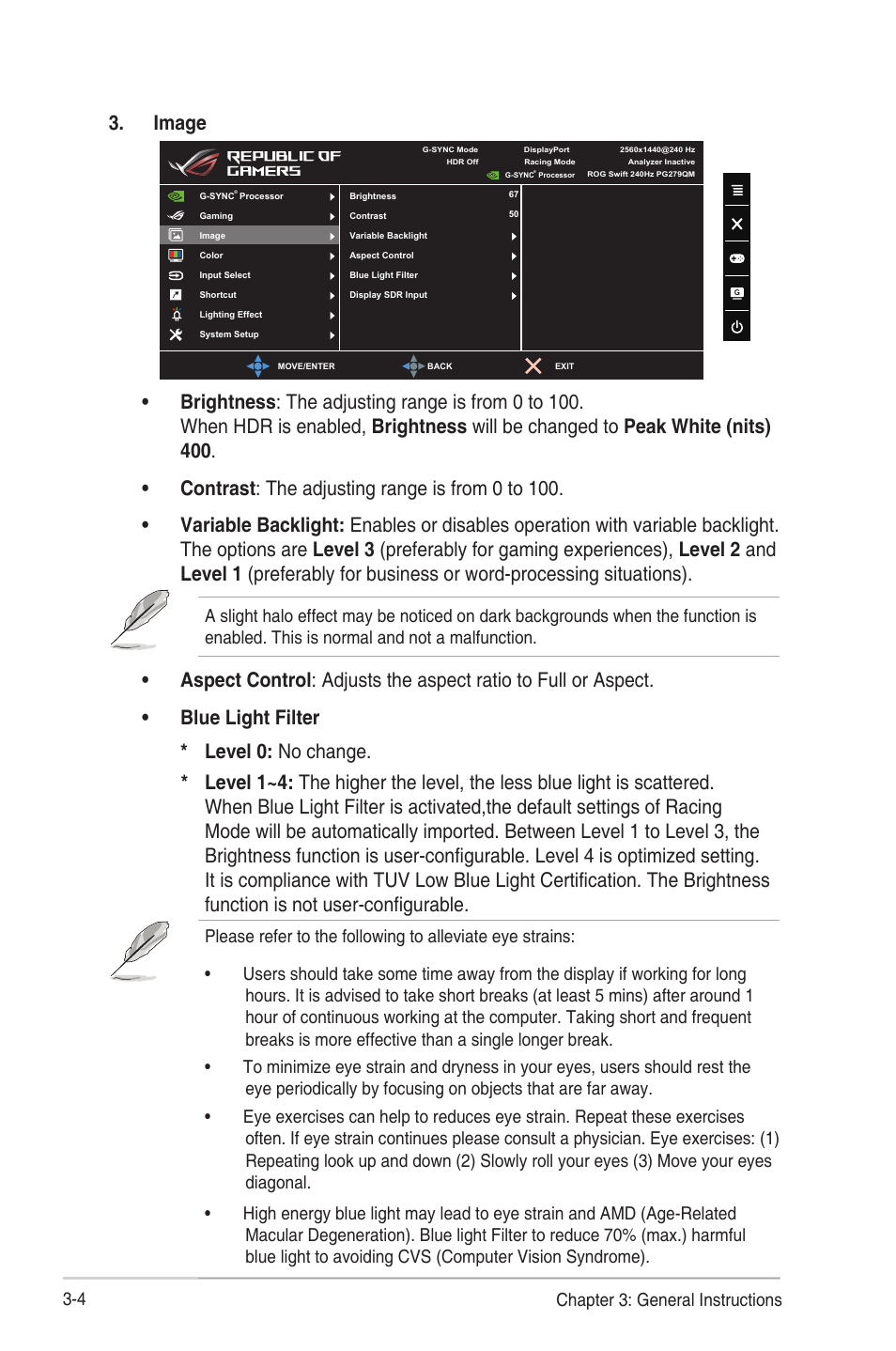 Image | Asus Republic of Gamers Swift PG279QM 27" 16:9 G-SYNC 240 Hz QHD HDR IPS Gaming Monitor User Manual | Page 22 / 33