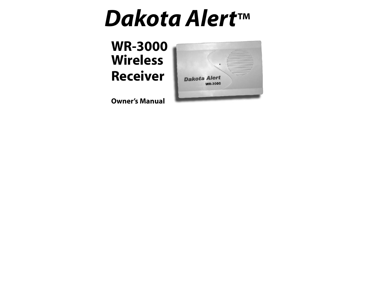 Dakota Alert WIRELESS RECEIVER WR-3000 User Manual | 5 pages