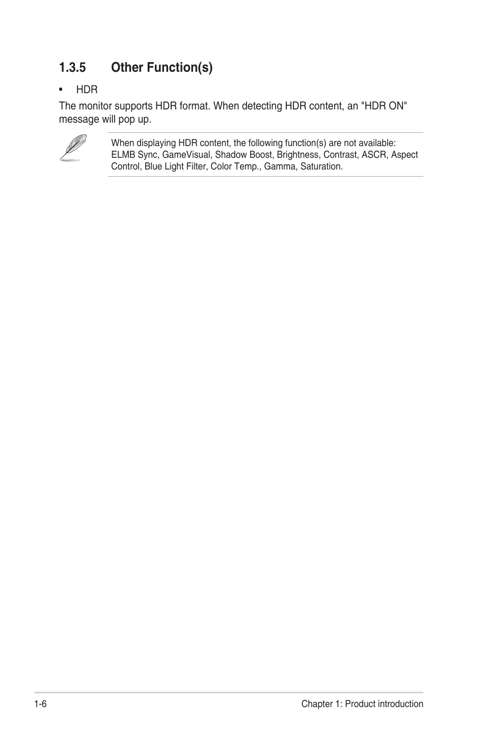 Other function(s) -6, 5 other function(s) | Asus ROG Strix XG259CM 24.5" HDR 240 Hz Gaming Monitor User Manual | Page 14 / 33