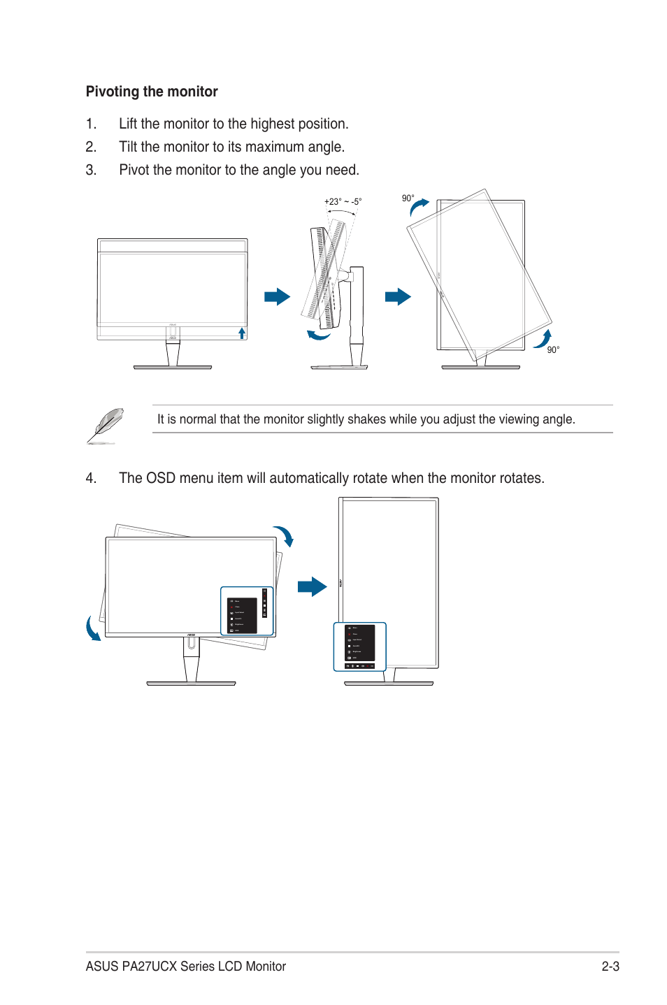 3 asus pa27ucx series lcd monitor | Asus ProArt Display PA27UCX-K 27" 16:9 4K HDR IPS Monitor User Manual | Page 17 / 37