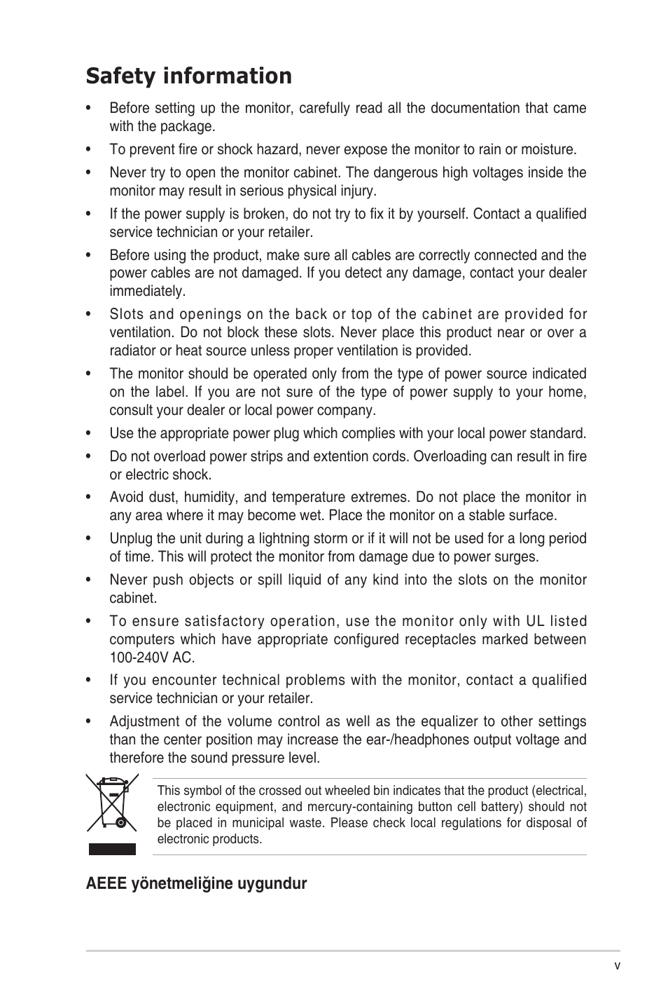 Safety information | Asus ProArt Display PA27UCX-K 27" 16:9 4K HDR IPS Monitor User Manual | Page 5 / 37