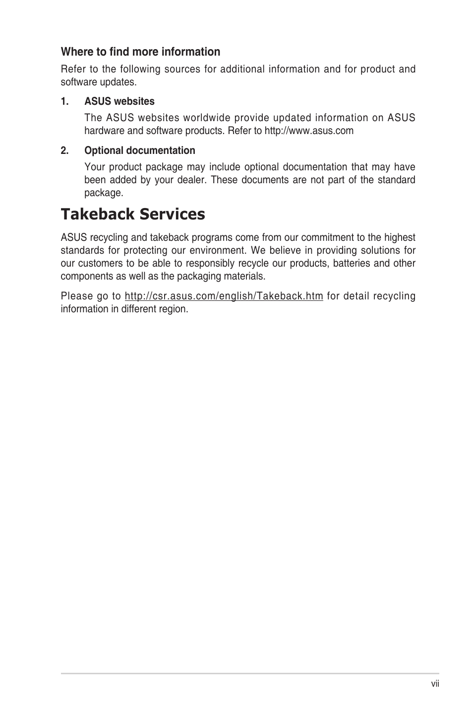 Takeback services | Asus ProArt Display PA27UCX-K 27" 16:9 4K HDR IPS Monitor User Manual | Page 7 / 37