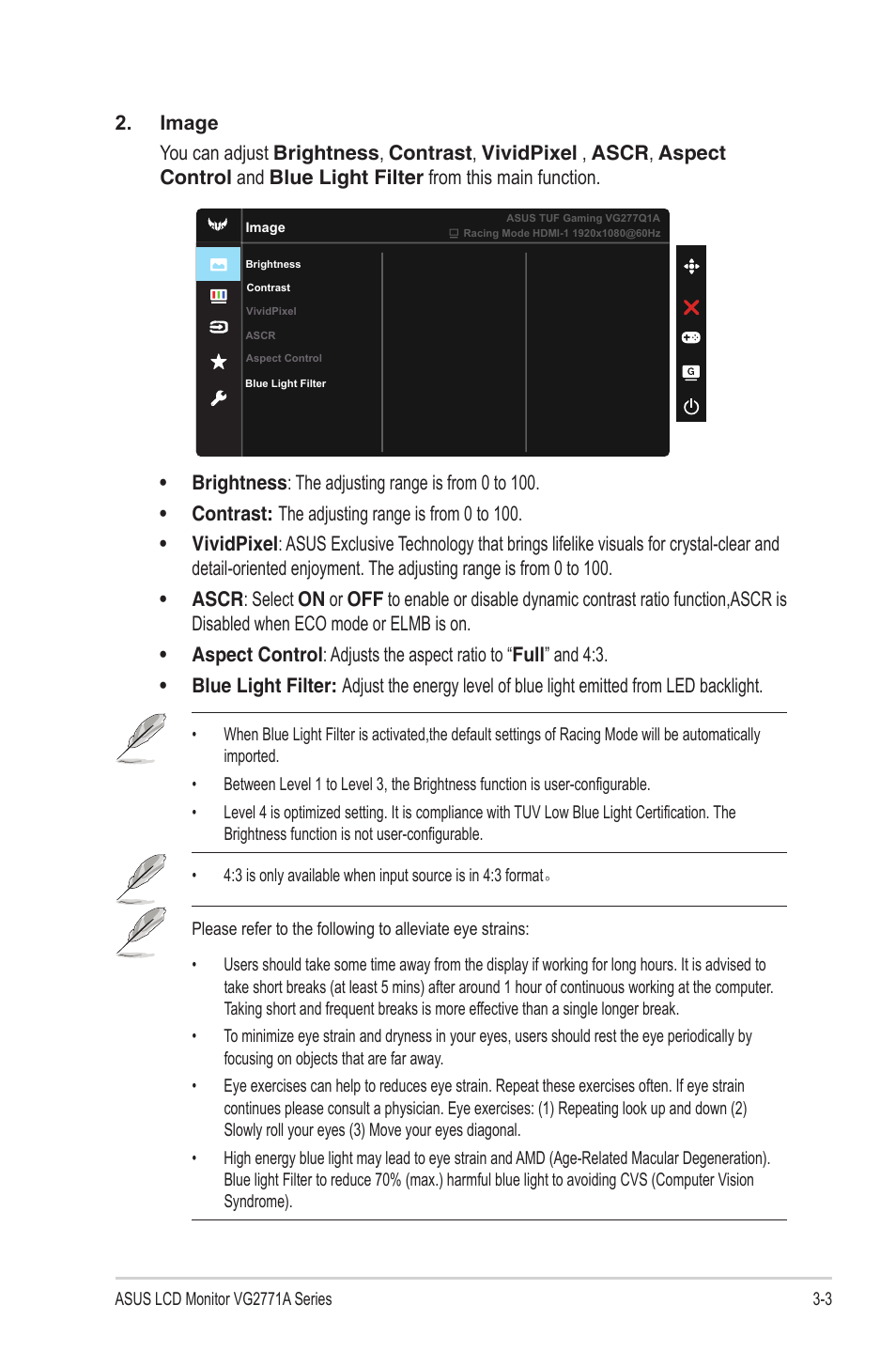 Asus TUF Gaming VG277Q1A 27" 165 Hz Gaming Monitor User Manual | Page 18 / 24