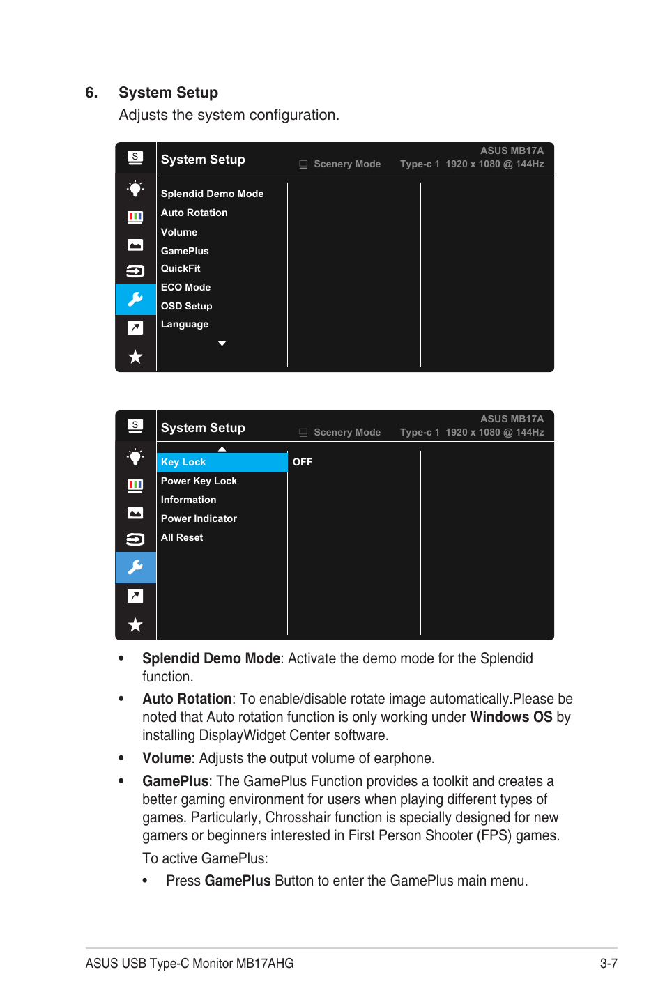 Asus ZenScreen MB17AHG 17.3" 144 Hz Portable Monitor User Manual | Page 20 / 27