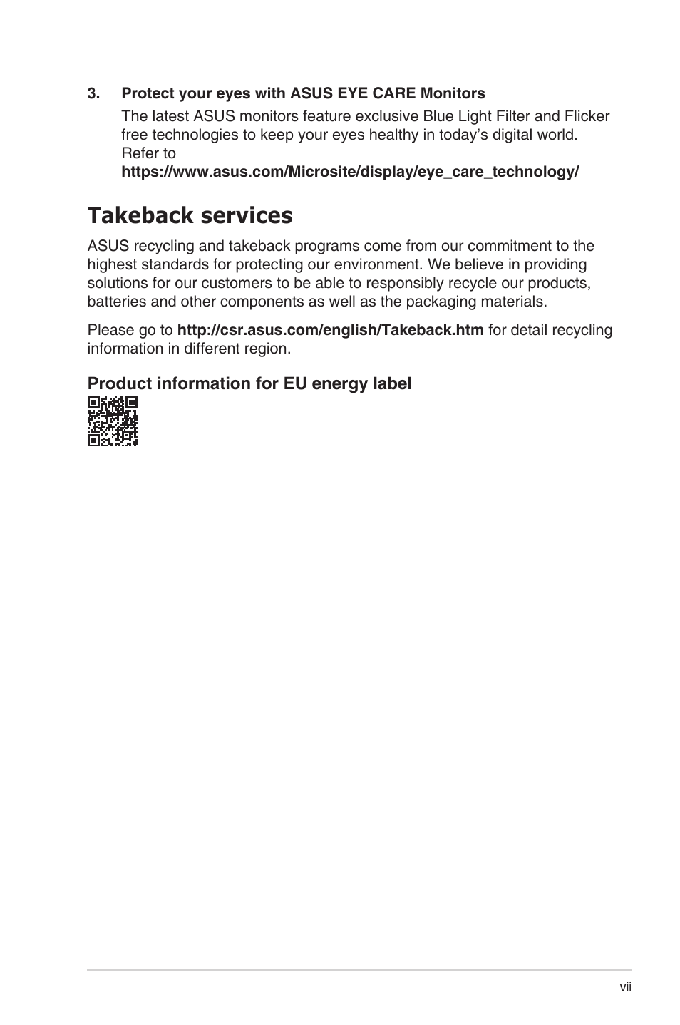 Takeback services | Asus ZenScreen MB17AHG 17.3" 144 Hz Portable Monitor User Manual | Page 7 / 27