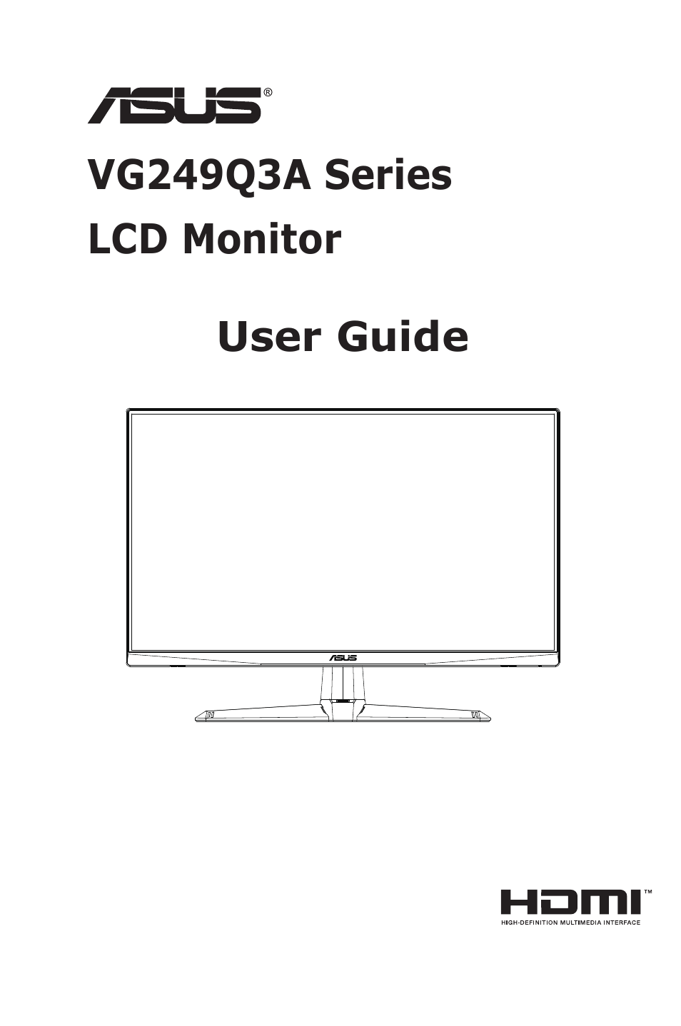 Asus TUF Gaming VG249Q3A 23.8" 180 Hz Gaming Monitor User Manual | 26 pages