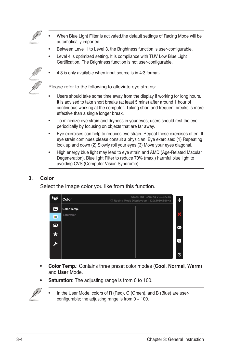 Asus TUF Gaming VG249Q3A 23.8" 180 Hz Gaming Monitor User Manual | Page 21 / 26