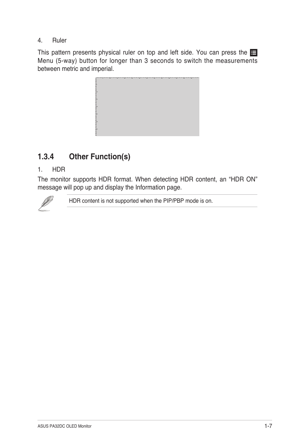 4 other function(s), Other function(s) -7, Asus pa32dc oled monitor | Asus ProArt Display OLED PA32DC 31.5" 4K HDR Monitor User Manual | Page 15 / 47
