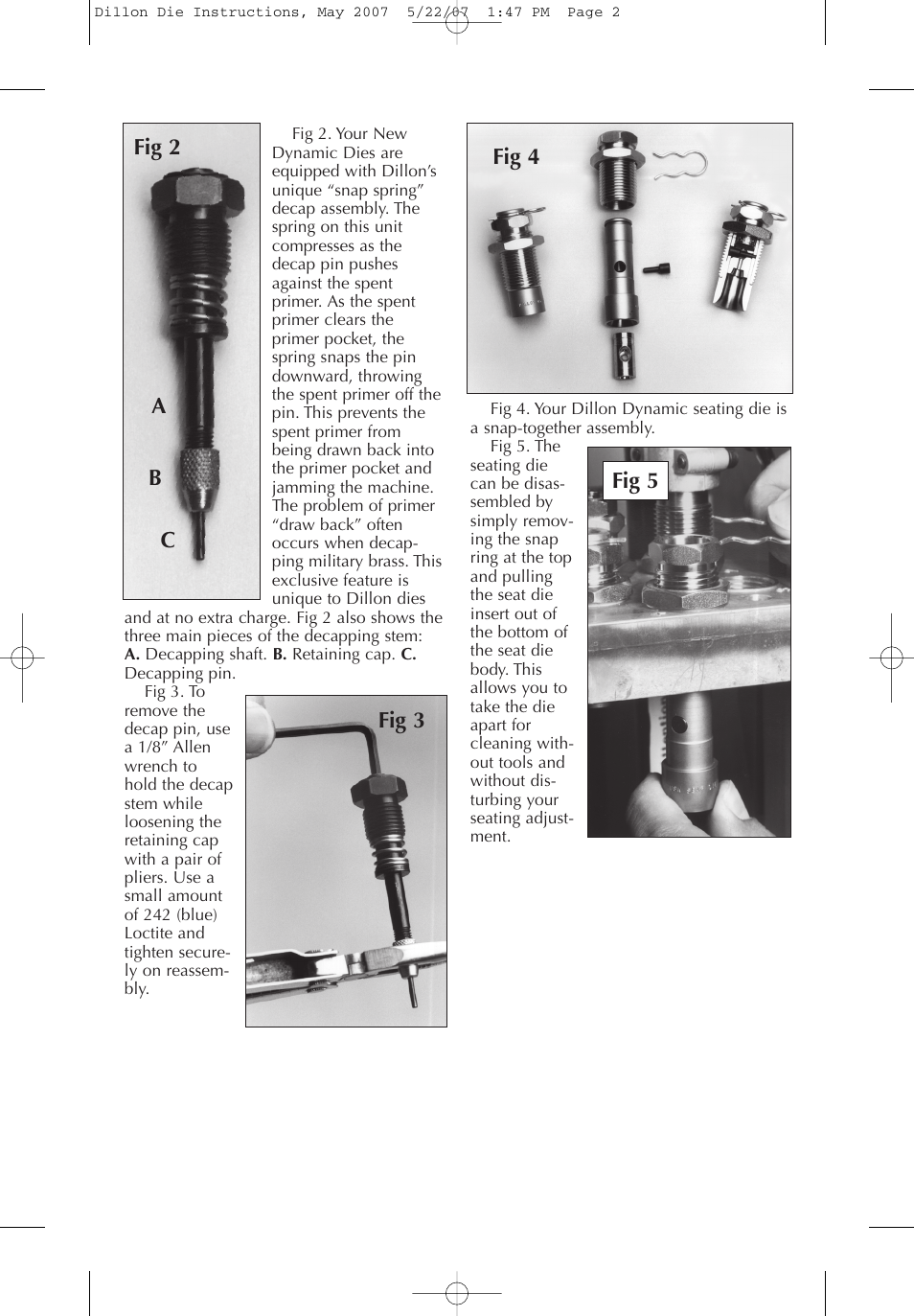 Fig 5 fig 4 fig 2 a c b fig 3 | Dillon Hunting Equipment User Manual | Page 2 / 4