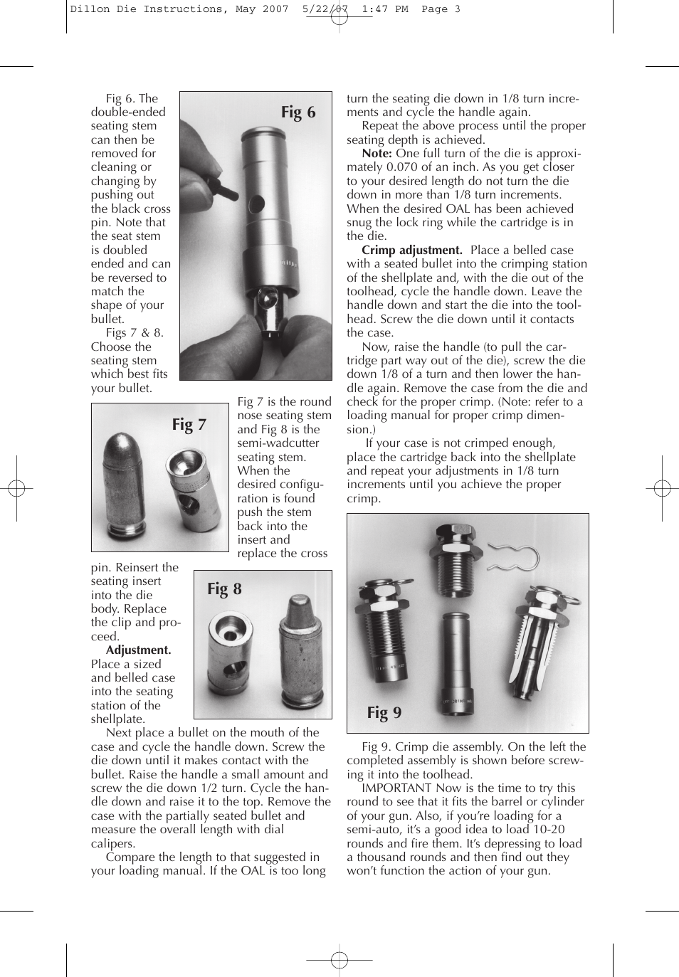 Fig 6 fig 7 fig 8 fig 9 | Dillon Hunting Equipment User Manual | Page 3 / 4