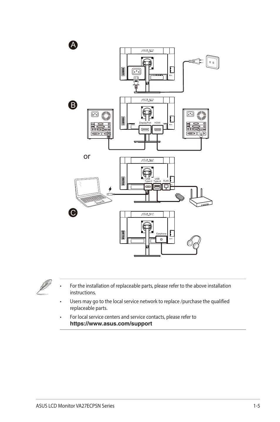 Ab c or | Asus VA27ECPSN 27" Monitor User Manual | Page 15 / 33