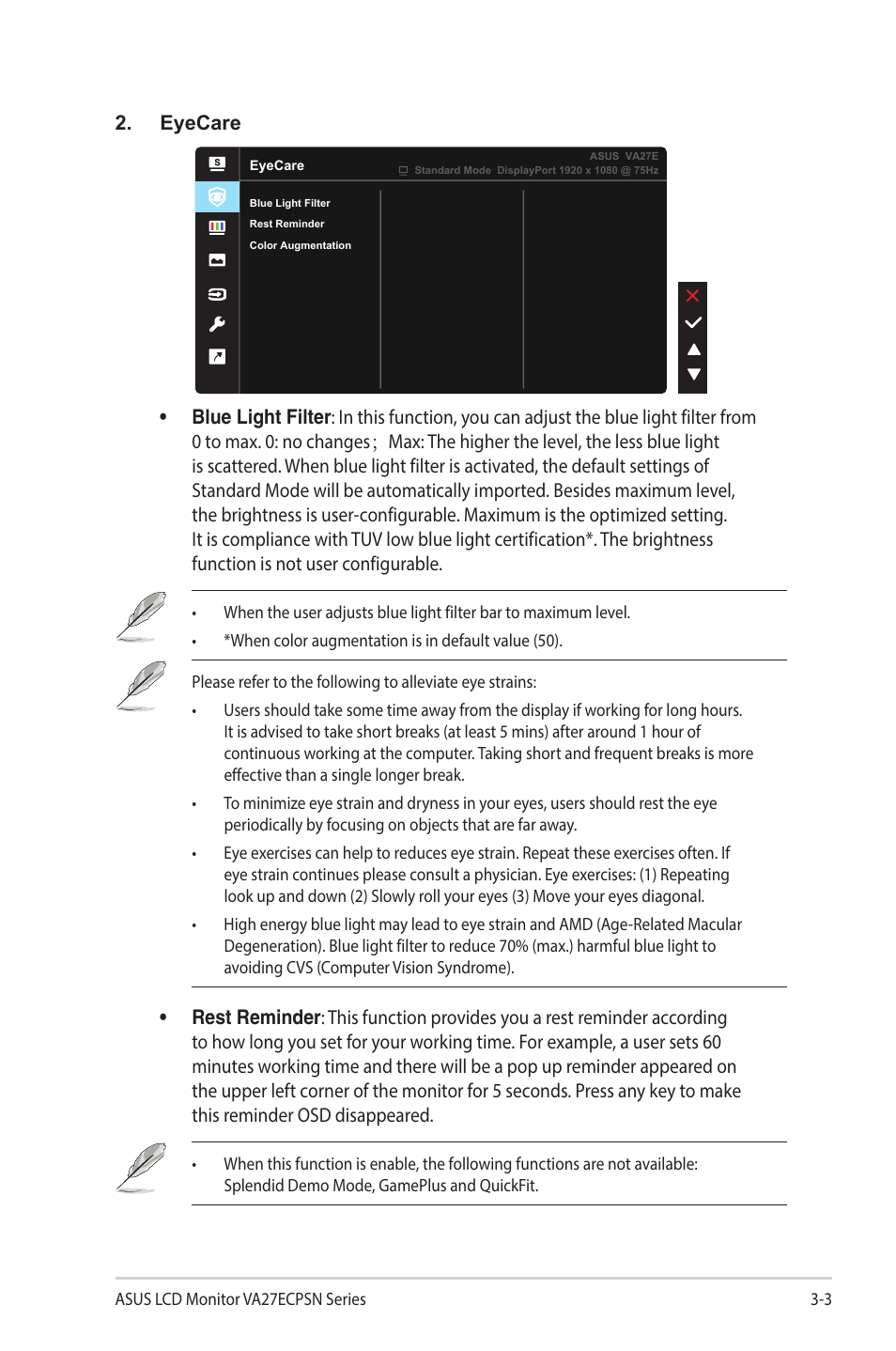 Asus VA27ECPSN 27" Monitor User Manual | Page 22 / 33