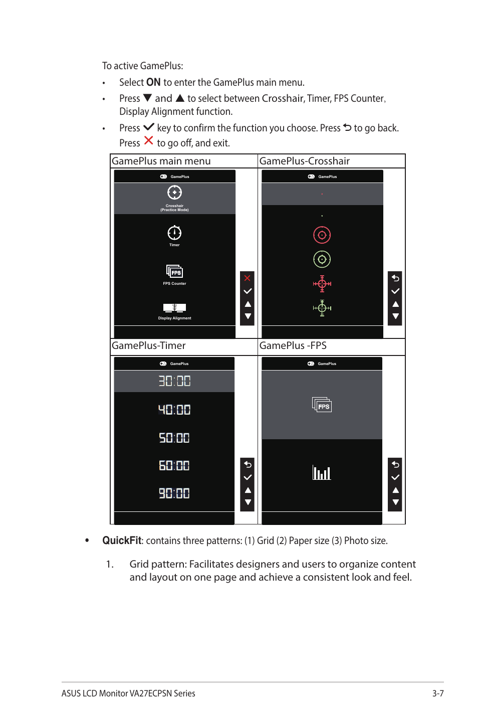 Gameplus-timer gameplus -fps | Asus VA27ECPSN 27" Monitor User Manual | Page 26 / 33