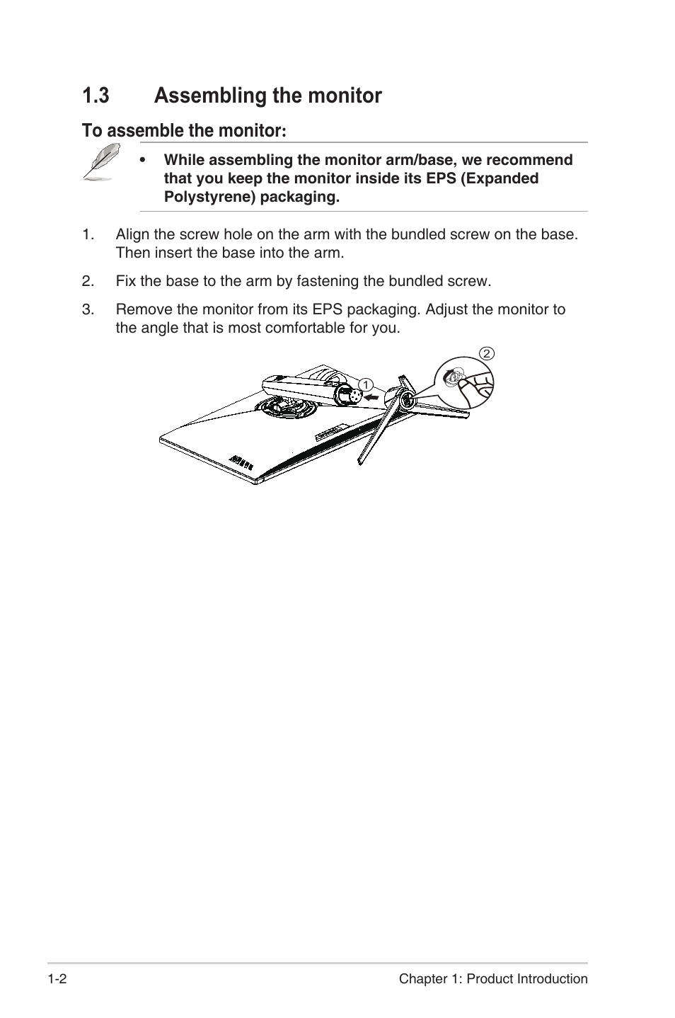 3 assembling the monitor | Asus Republic of Gamers Swift PG329QW 32" 1440p 175 Hz Gaming Monitor User Manual | Page 9 / 28