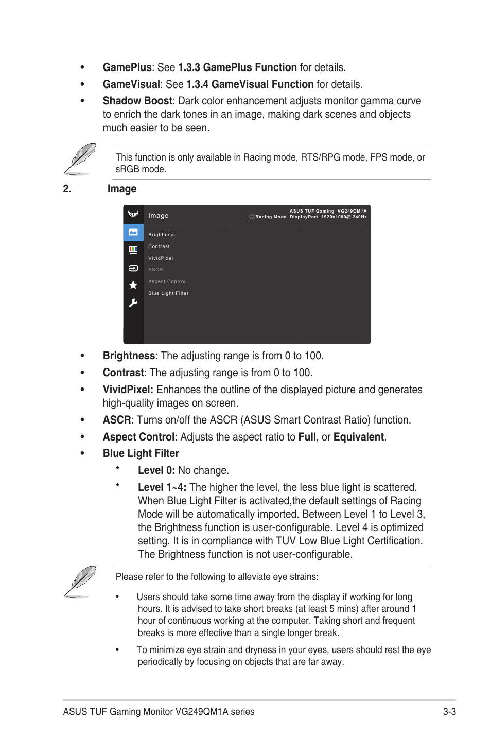 Asus TUF Gaming VG249QM1A 23.8" 270 Hz Gaming Monitor User Manual | Page 21 / 31