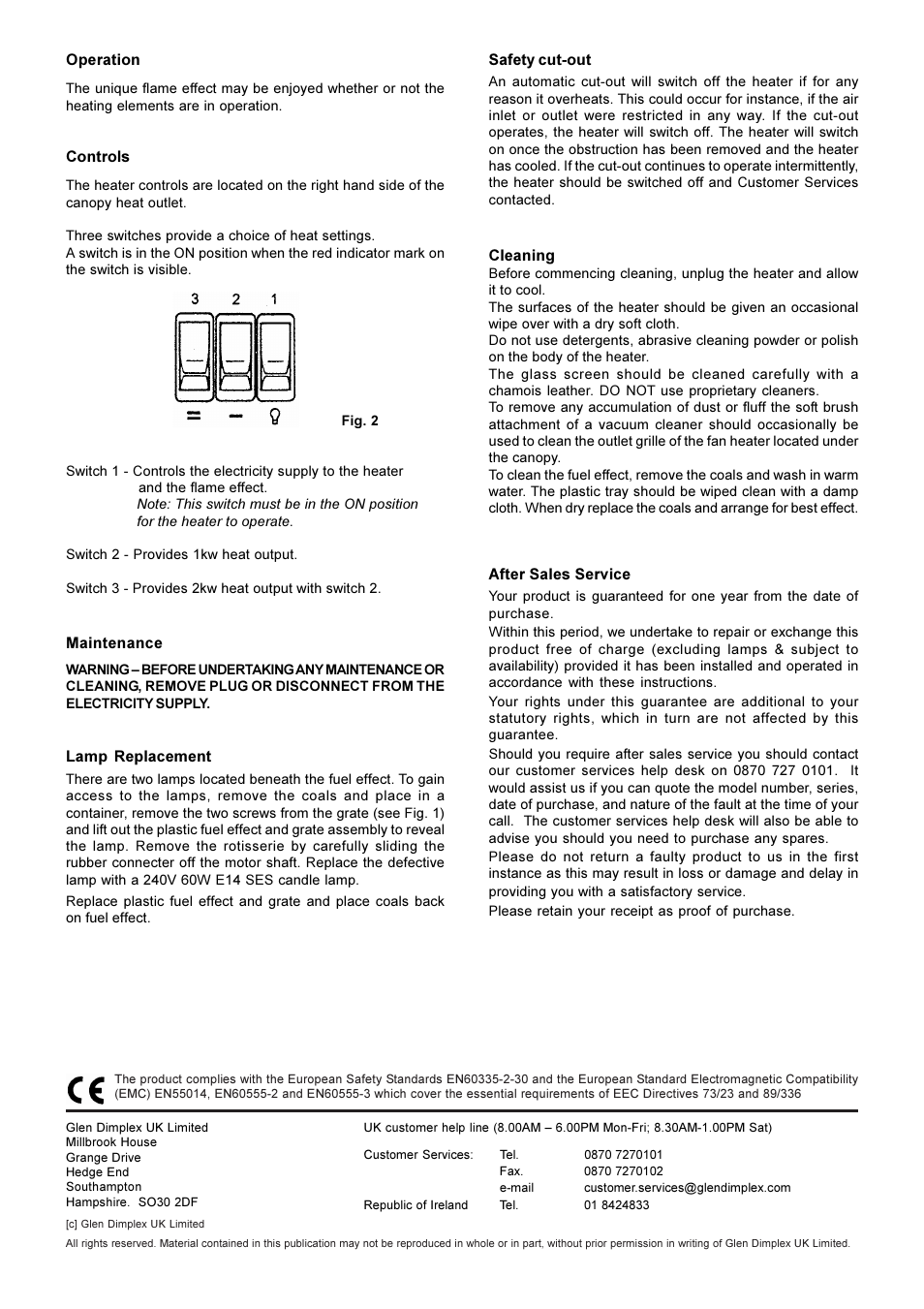 Dimplex CHT20 User Manual | Page 2 / 2