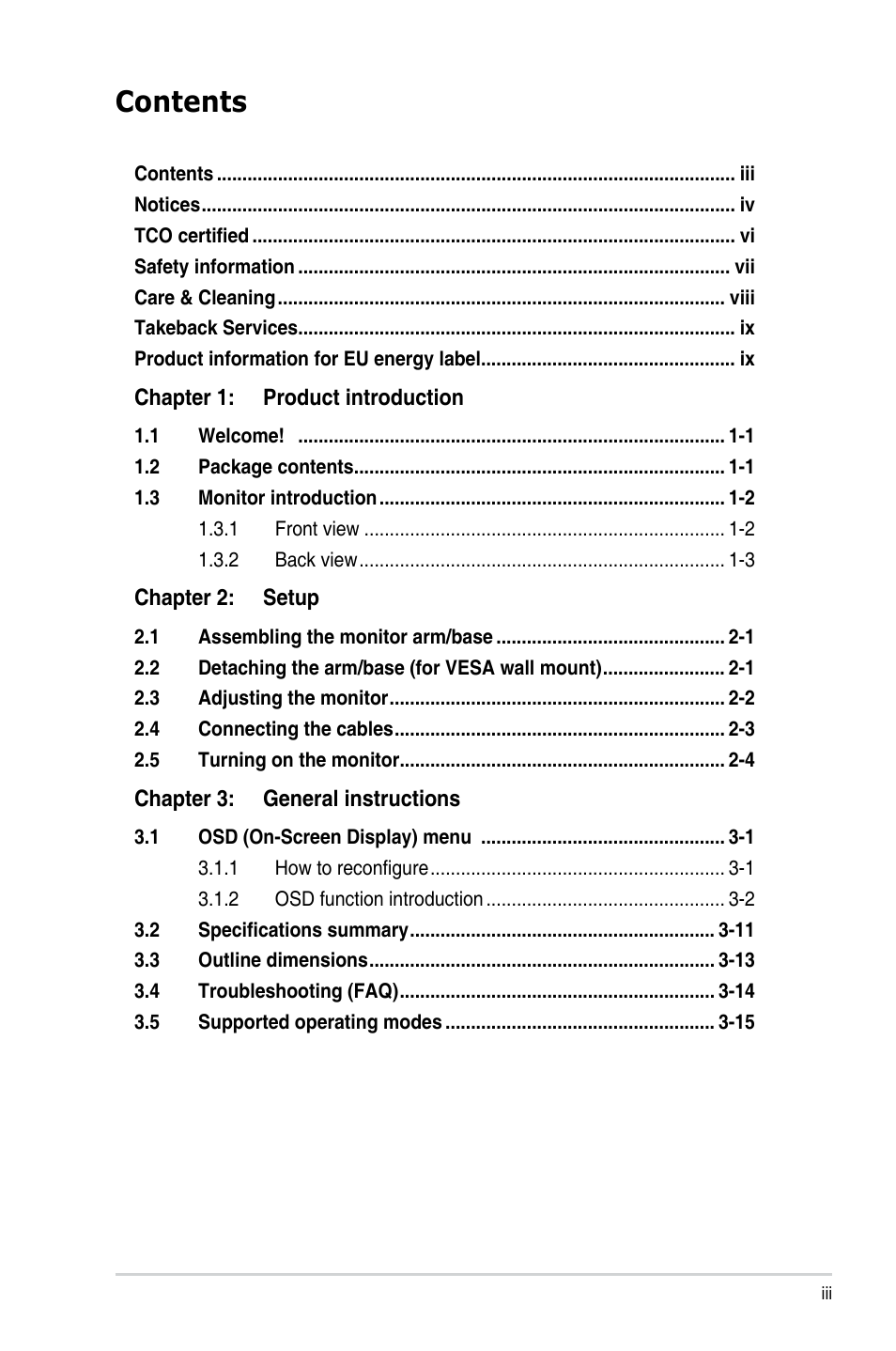 Asus ProArt 27" 1440p 144 Hz Monitor User Manual | Page 3 / 34