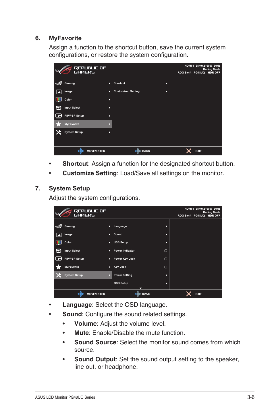 Asus Republic of Gamers Swift PG48UQ 47.5" 4K HDR 138 Hz Gaming Monitor User Manual | Page 25 / 33