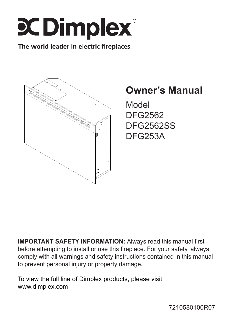 Dimplex Electric Fireplace DFG253A User Manual | 19 pages