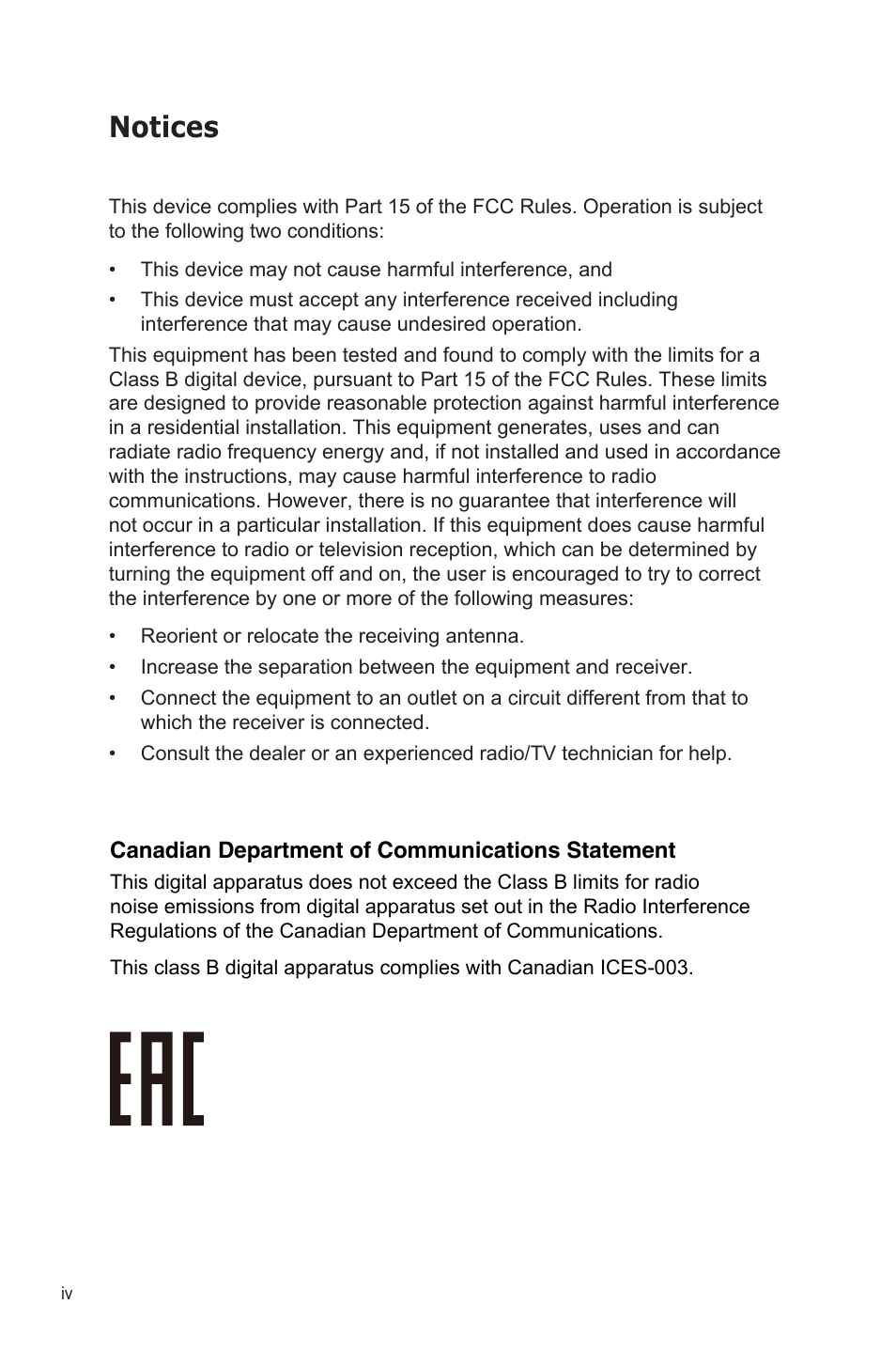 Notices | Asus VP32AQ Eye Care 31.5" 16:9 Adaptive-Sync/FreeSync QHD HDR IPS Monitor User Manual | Page 4 / 26