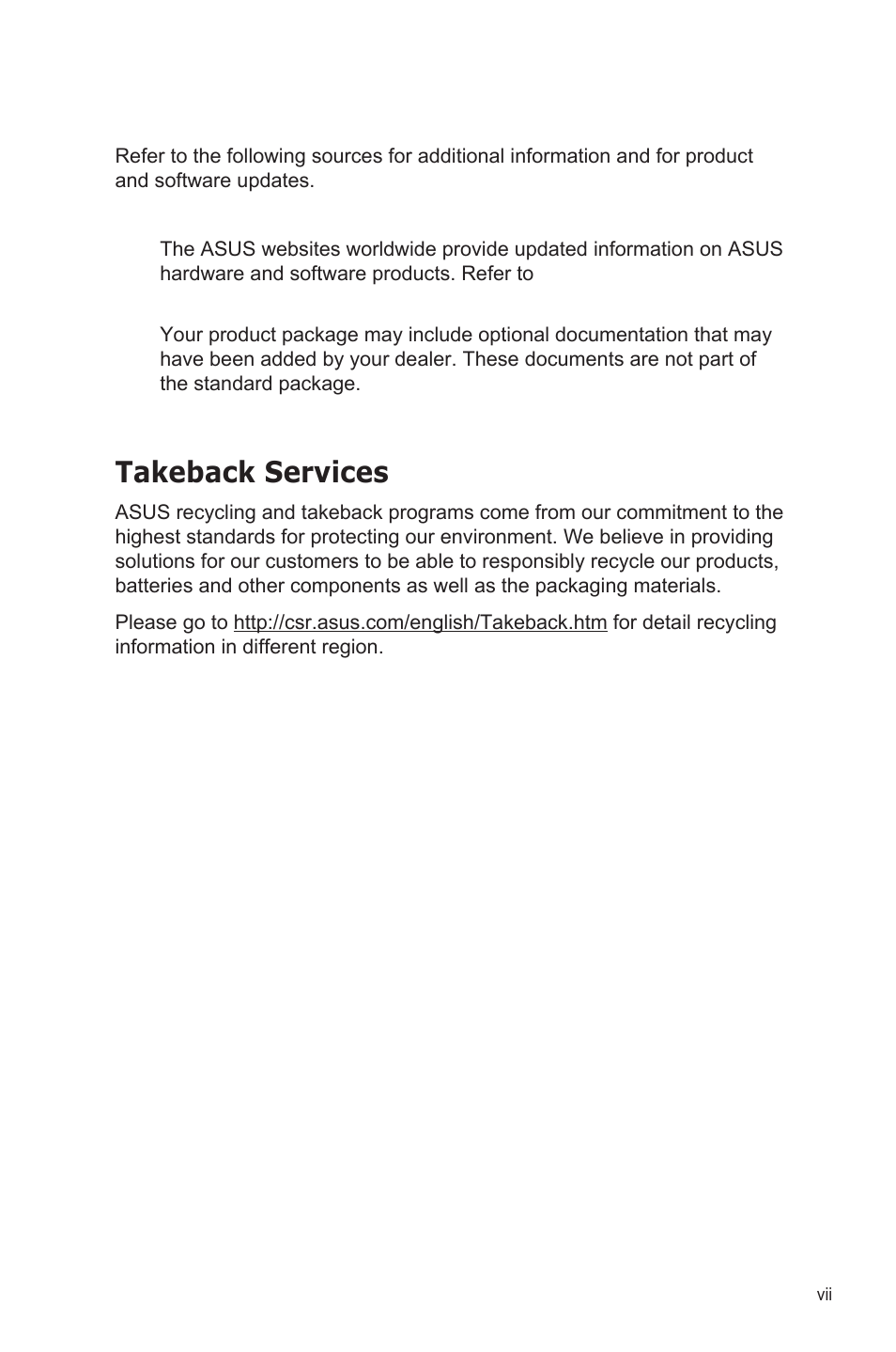 Takeback services | Asus VP32AQ Eye Care 31.5" 16:9 Adaptive-Sync/FreeSync QHD HDR IPS Monitor User Manual | Page 7 / 26