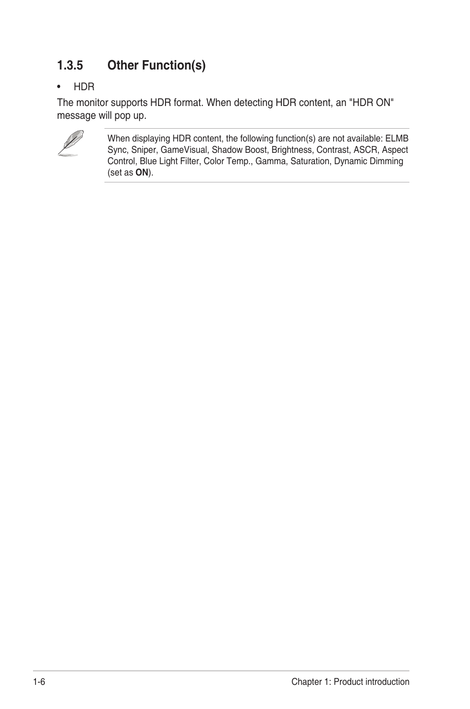 Other function(s) -6, 5 other function(s) | Asus Republic of Gamers Strix 27" HDR 170 Hz Gaming Monitor (White) User Manual | Page 14 / 32