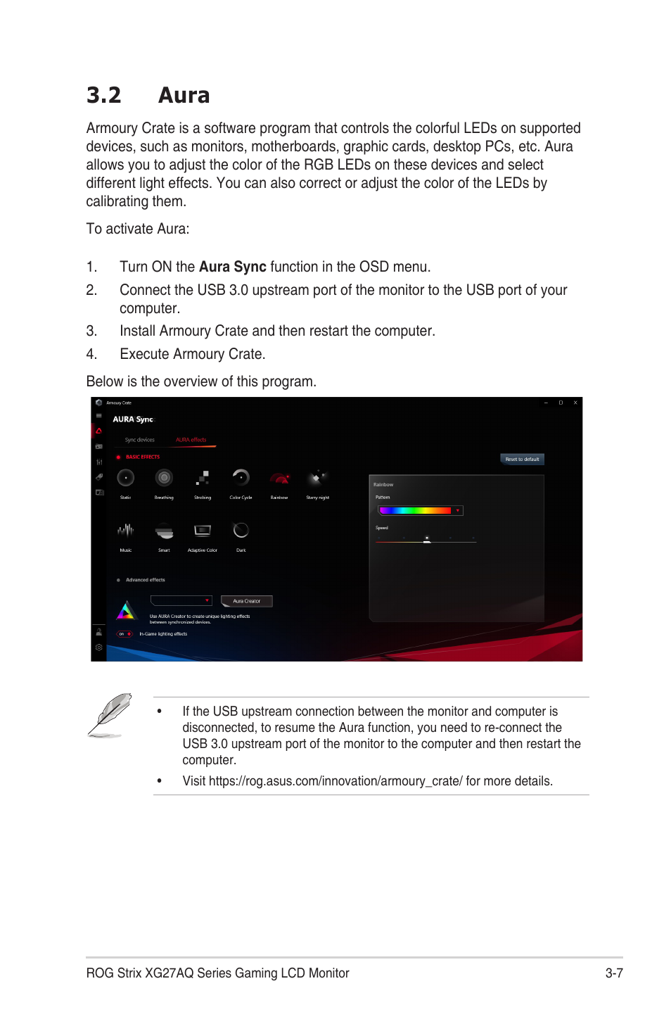 2 aura, 2 aura -7 | Asus Republic of Gamers Strix 27" HDR 170 Hz Gaming Monitor (White) User Manual | Page 25 / 32