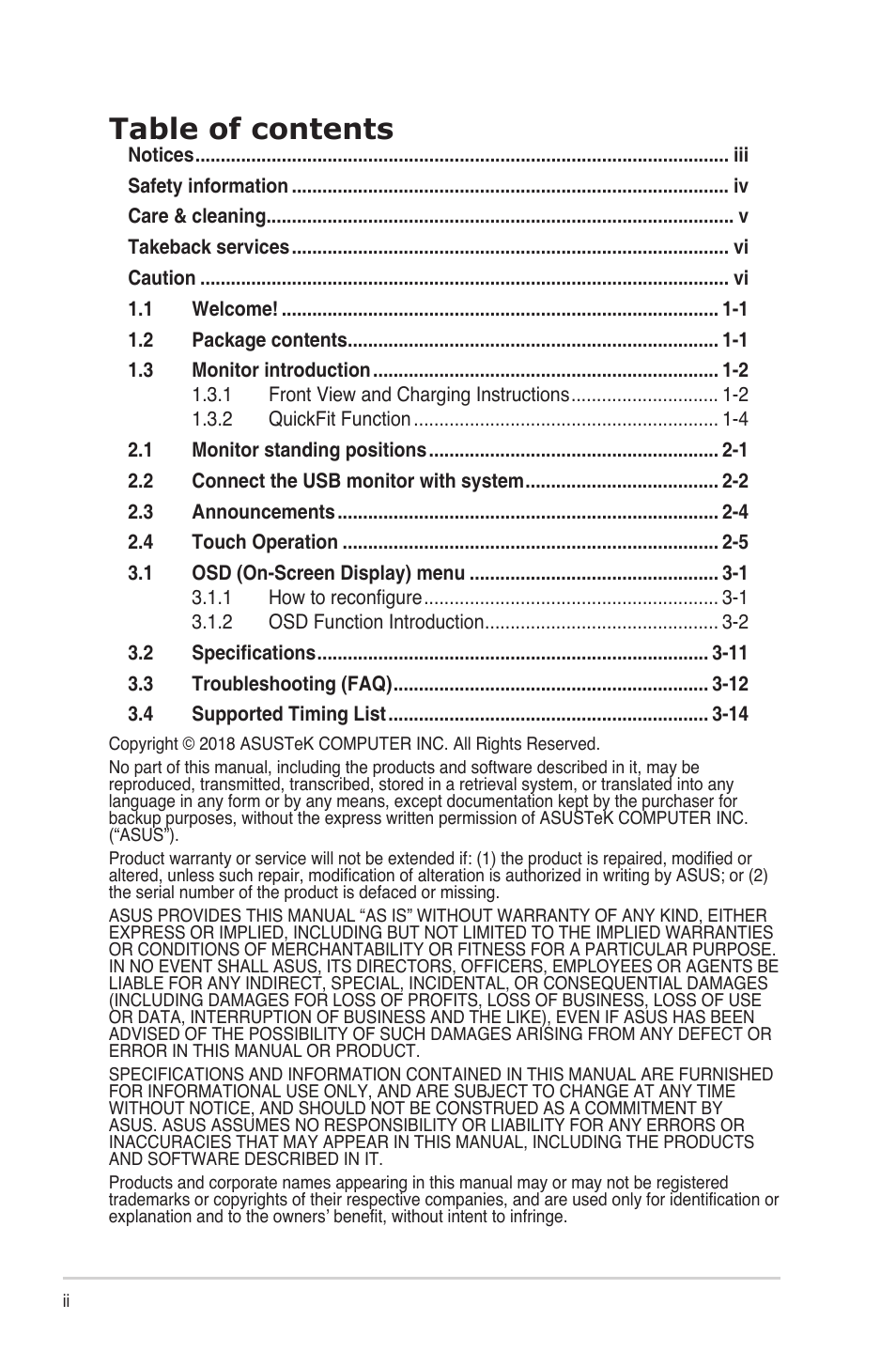 Asus ZenScreen Touch MB16AMT 15.6" 16:9 Multi-Touch IPS Monitor User Manual | Page 2 / 32