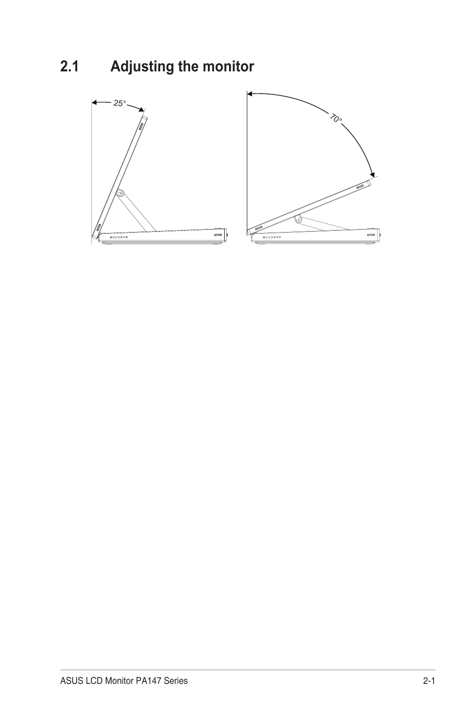 1 adjusting the monitor, Adjusting the monitor -1 | Asus ProArt Display PA147CDV 14" Ultrawide Multi-Touch Monitor User Manual | Page 12 / 23