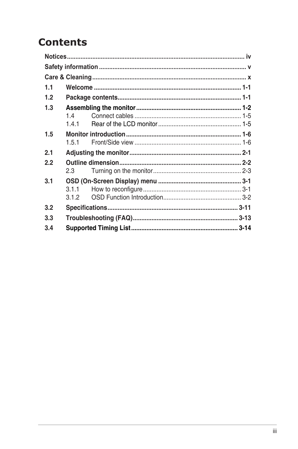 Asus Republic of Gamers Strix XG49WCR 49" 1440p HDR 165 Hz Curved Ultrawide Gaming Monitor User Manual | Page 3 / 37