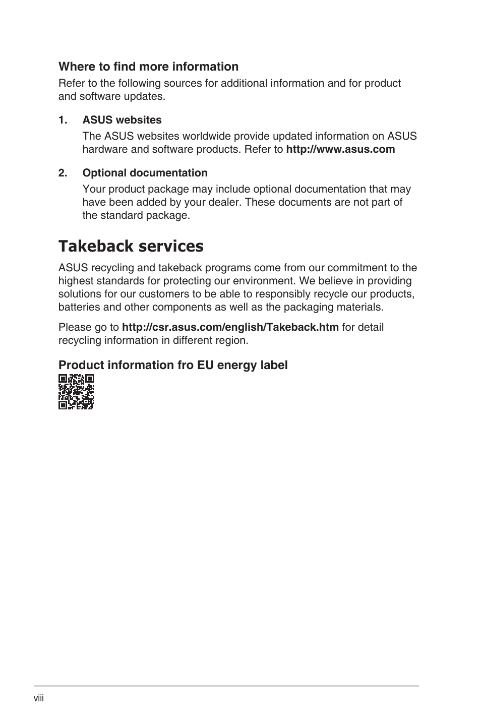 Takeback services | Asus ZenScreen MB166B 15.6" Portable Monitor User Manual | Page 8 / 16