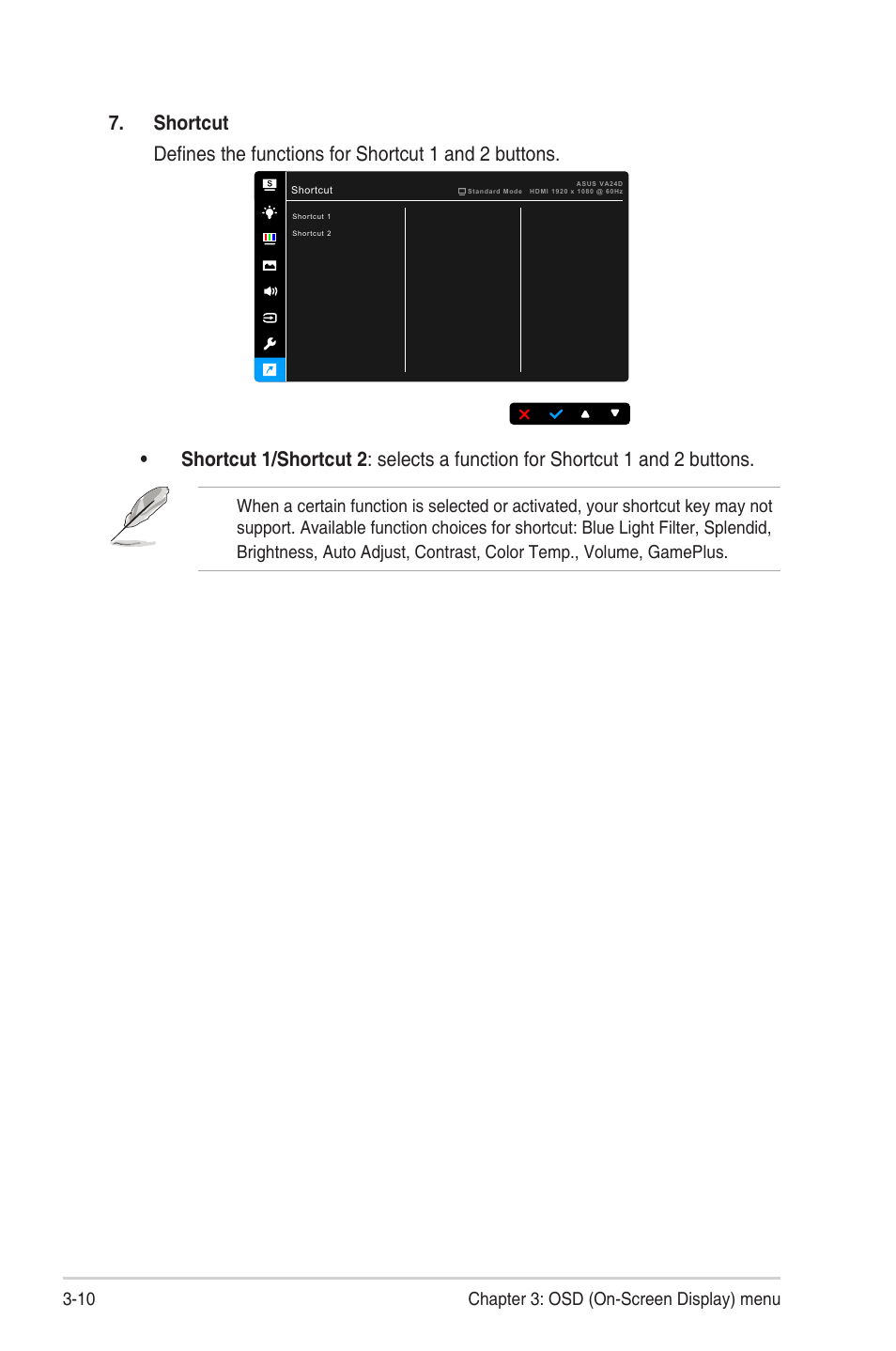 10 chapter 3: osd (on-screen display) menu | Asus VA24DQSB 23.8" 16:9 FreeSync Eye Care IPS Monitor User Manual | Page 32 / 40