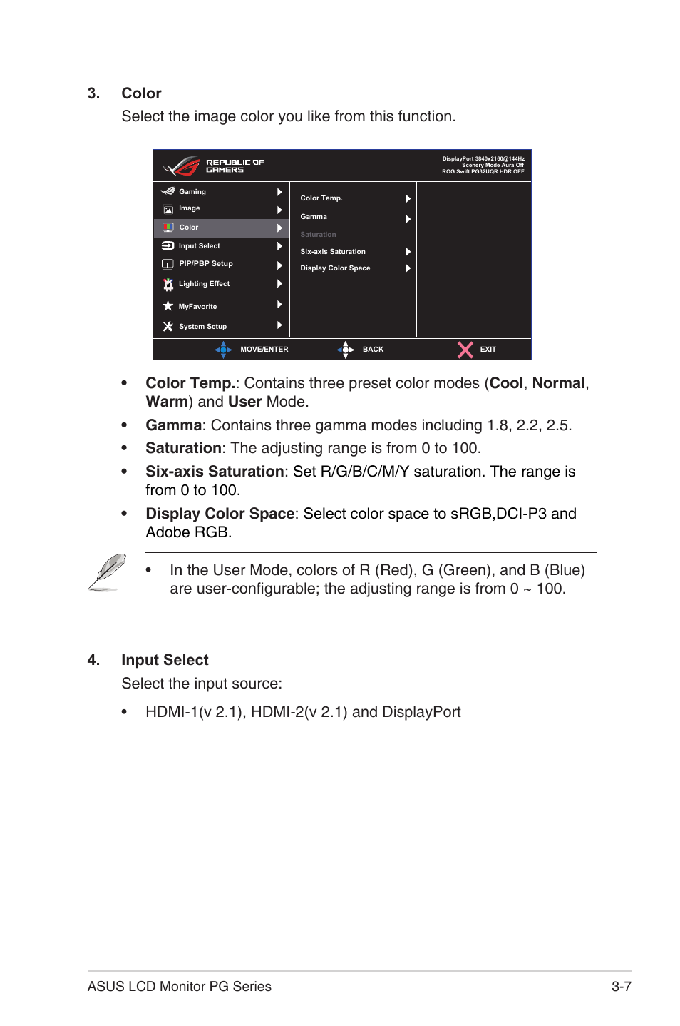 Asus Republic of Gamers Swift PG32UQR 32" 4K HDR 144 Hz Gaming Monitor User Manual | Page 24 / 32