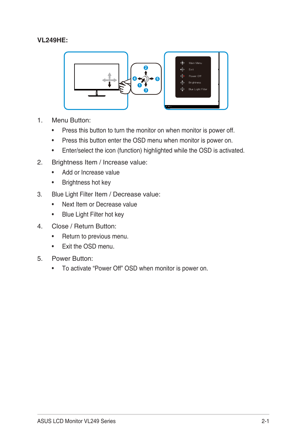 Vl249he | Asus Eye Care VL249HE 23.8" 16:9 Adaptive-Sync/FreeSync IPS Monitor User Manual | Page 13 / 29