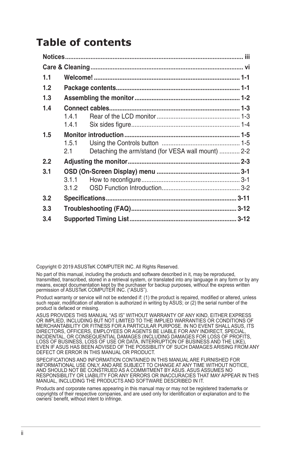 Asus Eye Care VL249HE 23.8" 16:9 Adaptive-Sync/FreeSync IPS Monitor User Manual | Page 2 / 29