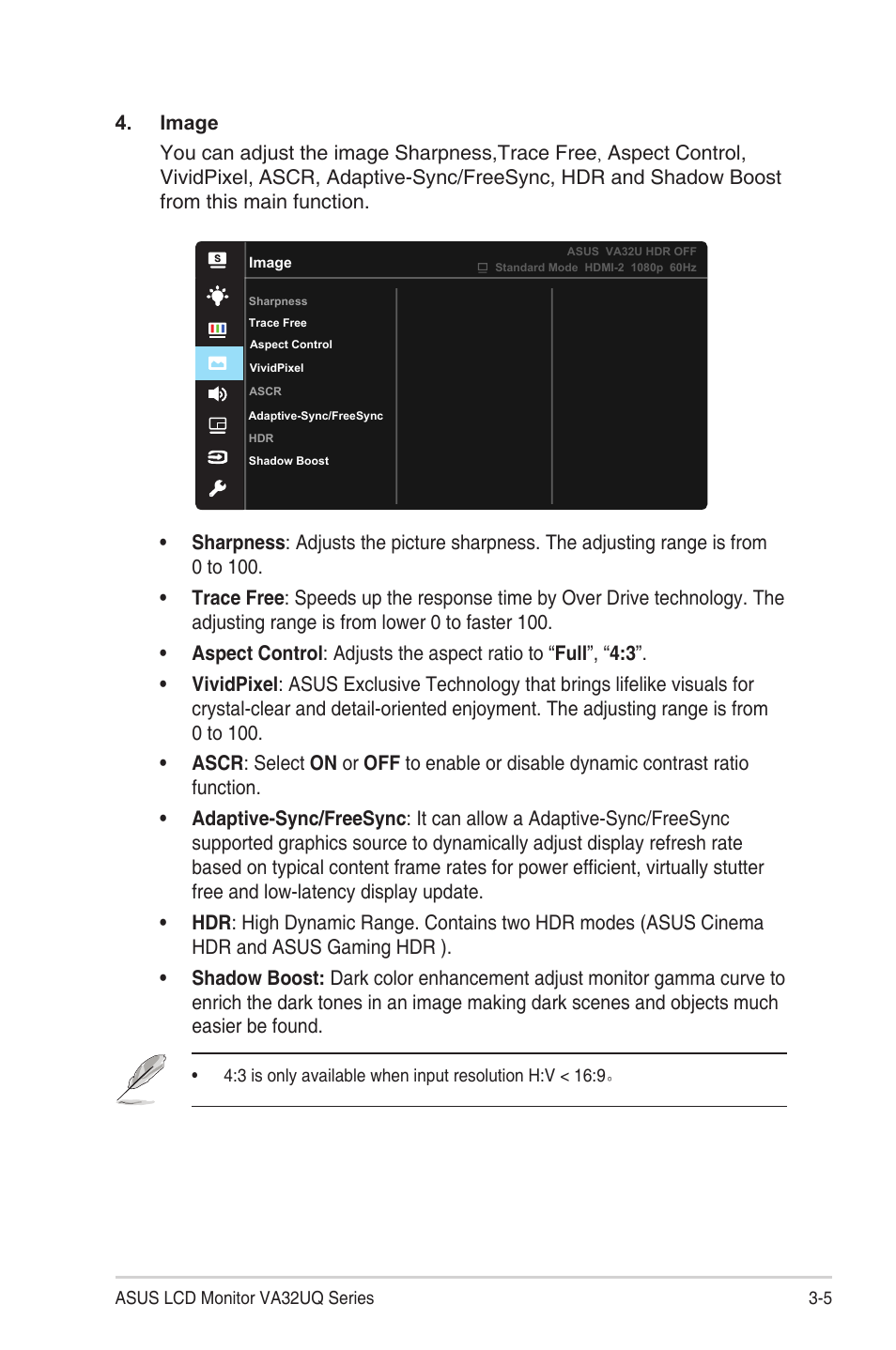 Asus VA32UQ 31.5" 16:9 4K HDR Adaptive-Sync VA Monitor User Manual | Page 18 / 28