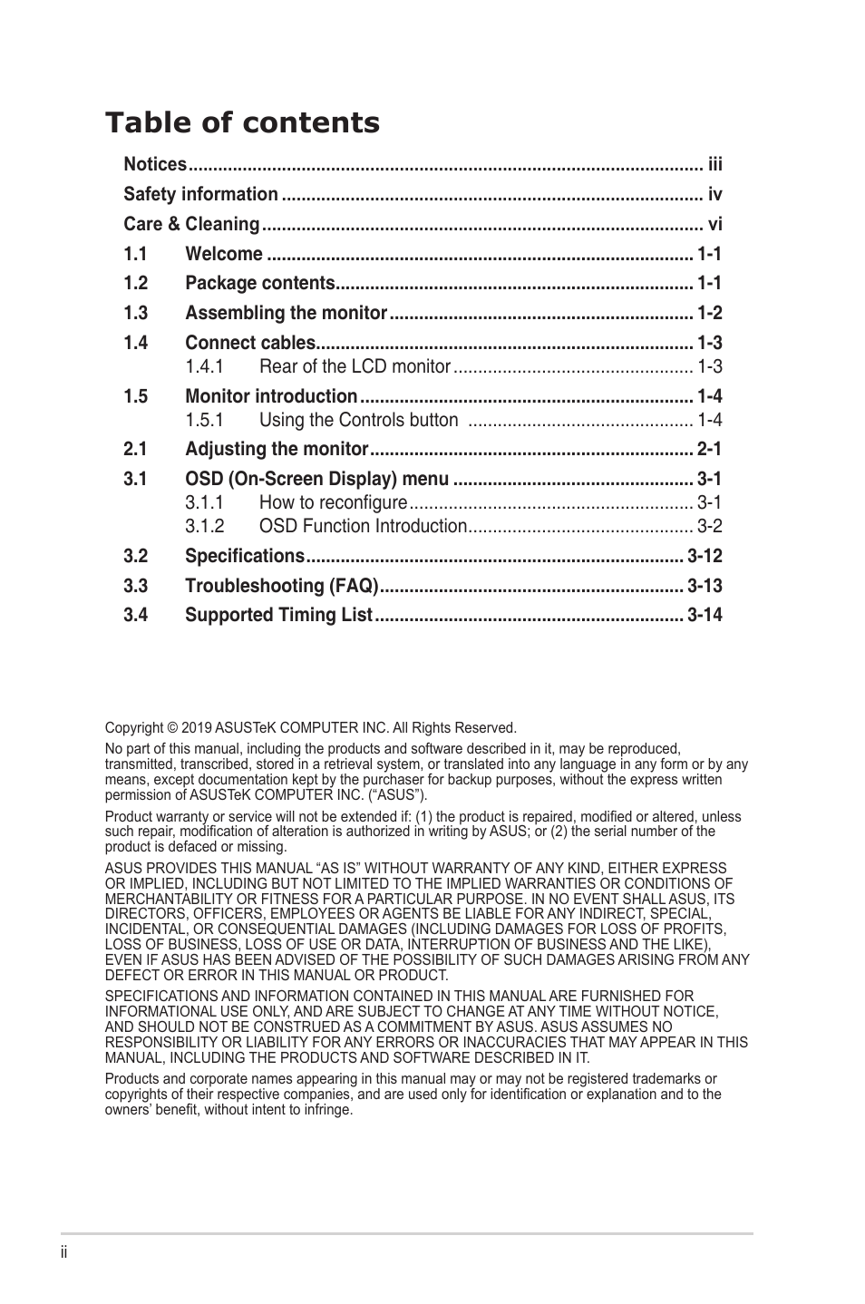 Asus VA32UQ 31.5" 16:9 4K HDR Adaptive-Sync VA Monitor User Manual | Page 2 / 28