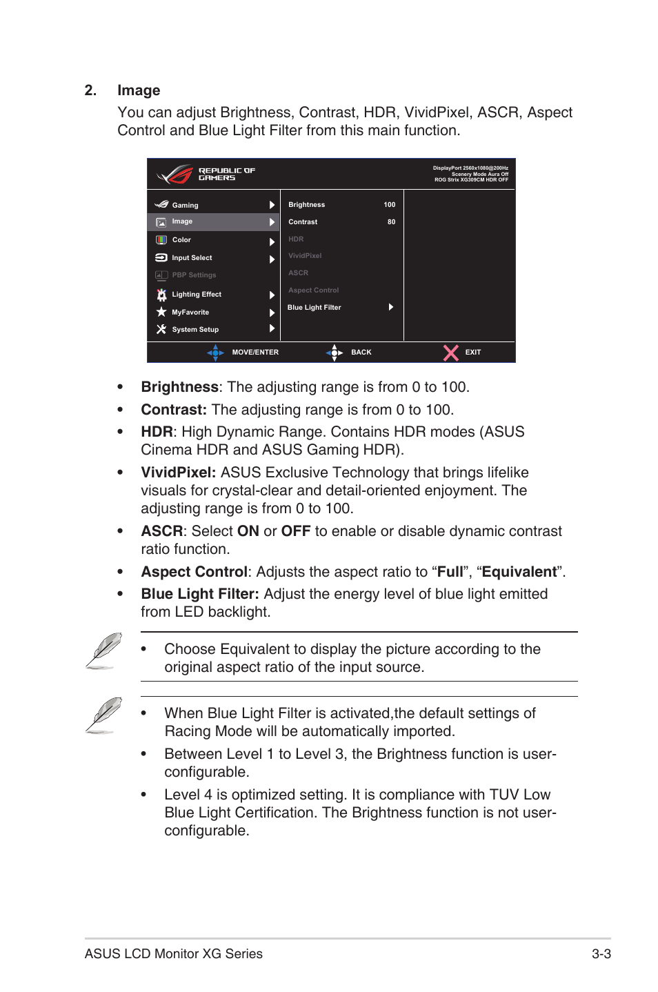 Asus Republic of Gamers Strix 29.5" HDR10 220 Hz Gaming Monitor User Manual | Page 20 / 31