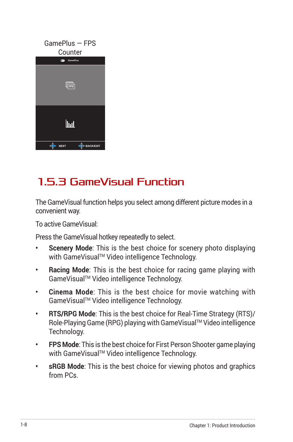 3 gamevisual function, 3 gamevisual function -8 | Asus ROG Strix XG349C 34" 21:9 Ultrawide Curved IPS Gaming Monitor User Manual | Page 18 / 37