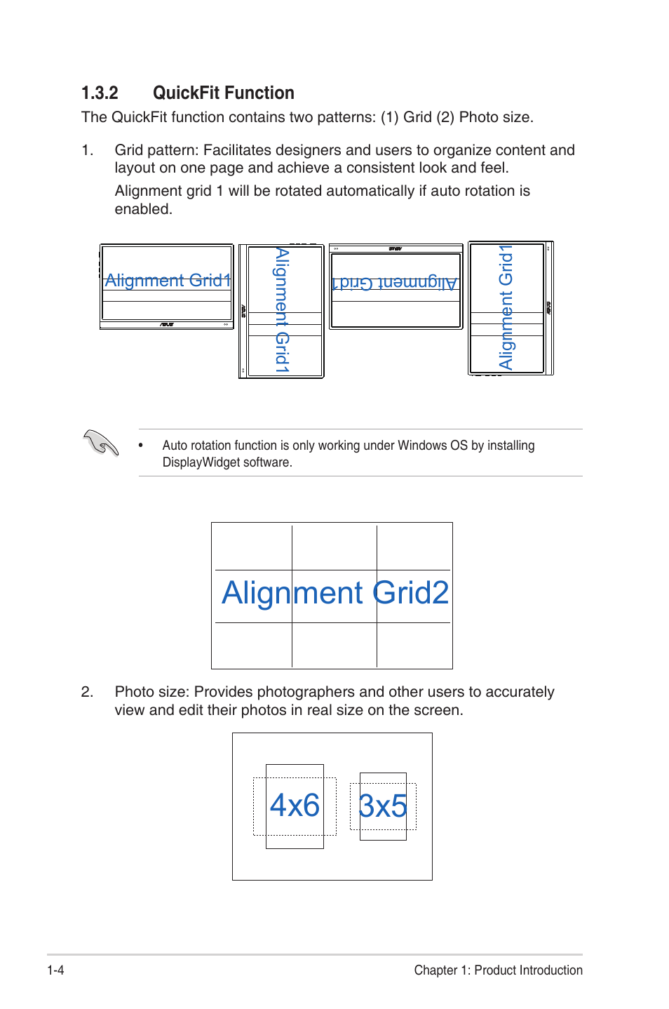 2 quickfit function, Quickfit function -4, Alignment grid2 | 3x5 4x6 | Asus ZenScreen OLED 15.6" HDR Portable Monitor User Manual | Page 10 / 28