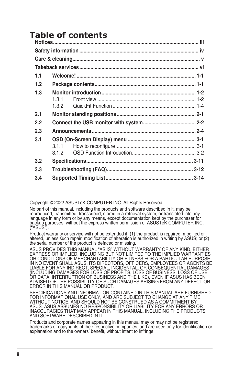 Asus ZenScreen OLED 15.6" HDR Portable Monitor User Manual | Page 2 / 28