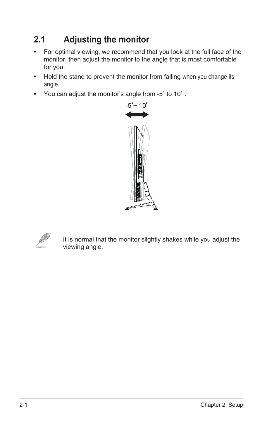 1 adjusting the monitor | Asus ROG Swift PG43UQ 43" 16:9 144 Hz Gaming Monitor User Manual | Page 16 / 37