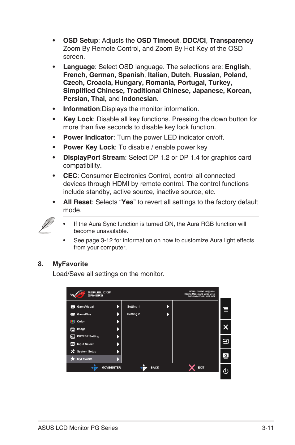 Asus ROG Swift PG43UQ 43" 16:9 144 Hz Gaming Monitor User Manual | Page 29 / 37