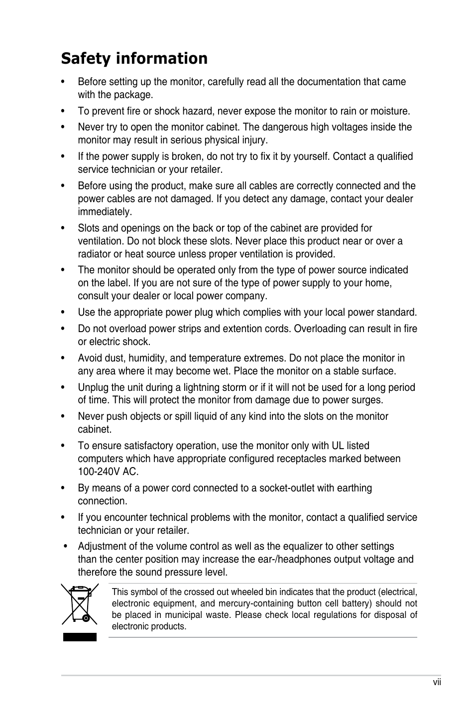 Safety information | Asus ProArt Display PA329CRV 31.5" 4K HDR Monitor User Manual | Page 7 / 38