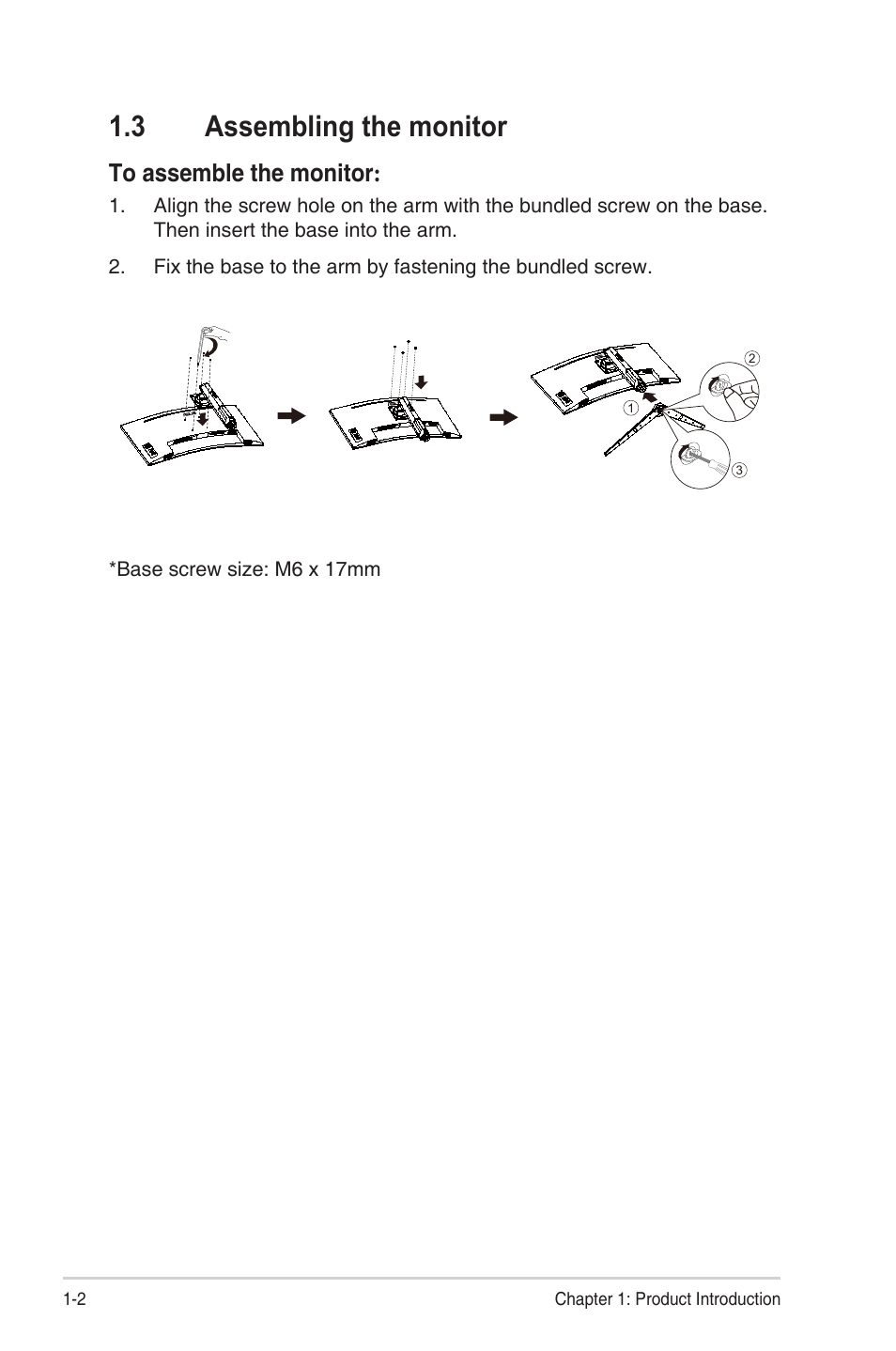 3 assembling the monitor, Assembling the monitor -2 | Asus TUF Gaming VG34VQEL1A 34" HDR Curved Ultrawide Gaming Monitor User Manual | Page 10 / 27