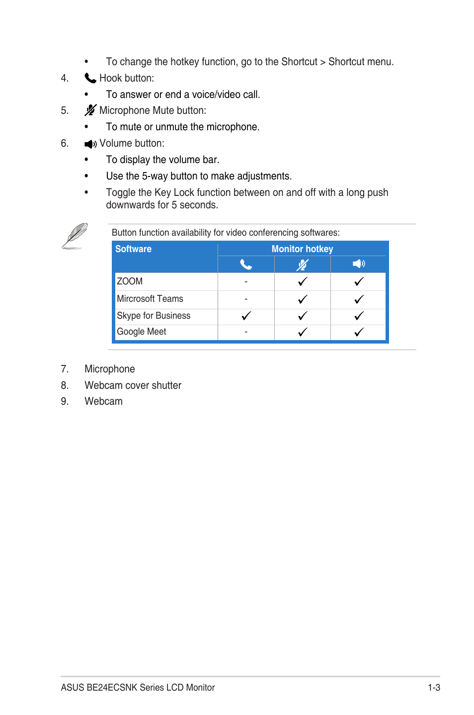2 back view, Back view -3 | Asus BE24ECSNK 23.8" Video Conferencing Monitor User Manual | Page 13 / 44