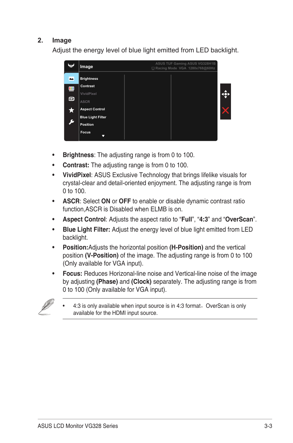 Asus TUF Gaming VG328H1B 31.5" 16:9 Curved 165 Hz Adaptive-Sync VA Monitor User Manual | Page 18 / 25